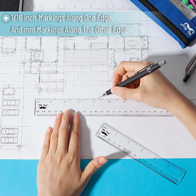 Mr. Pen- Plastic Rulers, 24 Pcs, 6 Inch & 12 Inch, Easy-to-Read Markings | Scratch-Resistant Design with Inches and Centimeters, Durable Transplant Rulers for Crafting Office & School, School Supplies