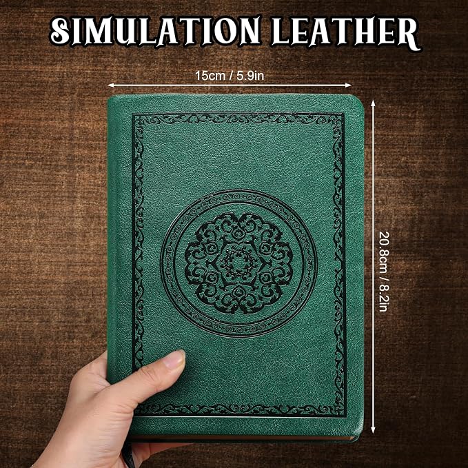 Fetinar 2026 Leather Vintage Journal Notebook,300 Pages,Leather Softcover Lined Journal Notebooks for Women Men,Notebook Journals for Writing Travel,Business,Office,5.7'' X 8.3'',Green