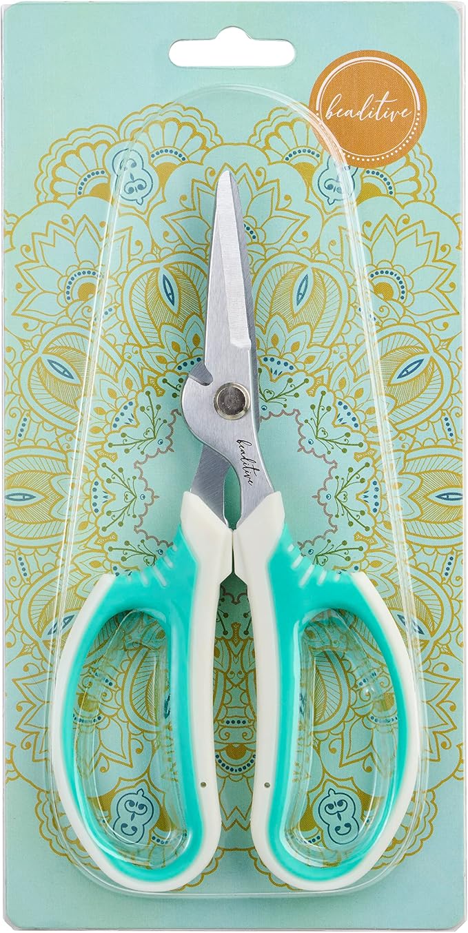 Beaditive Multipurpose Craft Scissors With Wire Cutter - High-Leverage with Sharp Carbon Steel Blades - Ergonomic Sewing Scissors for Heavy Duty Projects - Office, Scrapbook, Leather Scissors