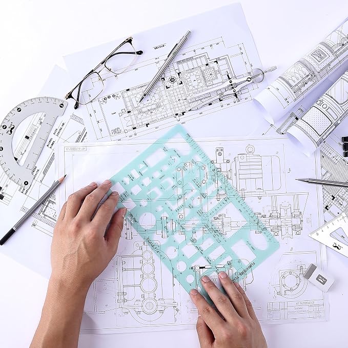 Mr. Pen- House Plan, 3 pcs, Interior Design and Furniture Templates | Clear Flexible Plastic, Drafting Tools, Ruler Shapes for Architecture, 1/4 Inch Scale, Kitchen, Bath, Bedroom, Office