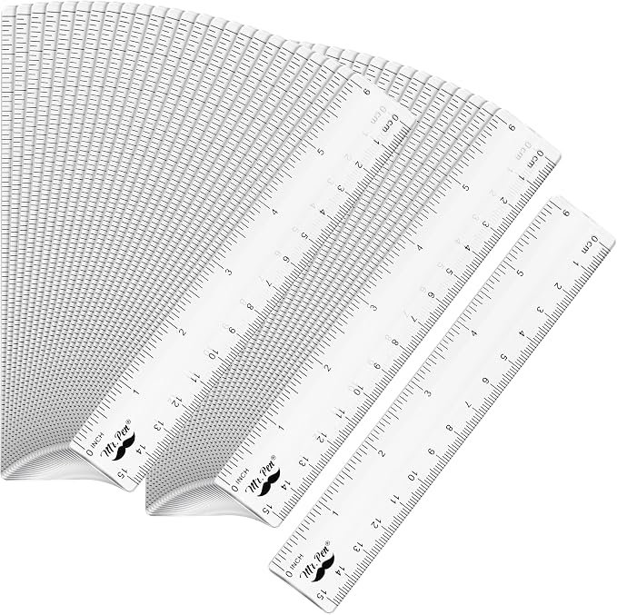 Mr. Pen- Bulk Plastic Rulers, 6 Inch, 50 Pack, Easy-to-Read Markings | Scratch-Resistant Design, Durable Clear Ruler for Crafting Office & School, School Supplies, Bulk Rulers Set, Measuring Tools