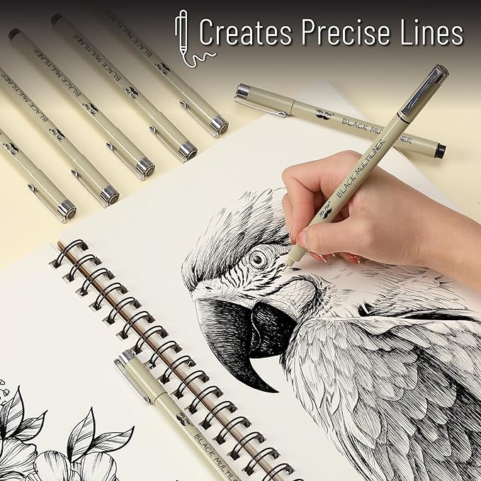 Mr. Pen- 0.5mm Micro Fine Point Pens, 8 Pack, Black Ink, Waterproof | Acid-Free, No-Smear Quick-Dry Fineliner Pens for Drawing, Sketching, Bible Journaling, Outlines & Everyday Writing