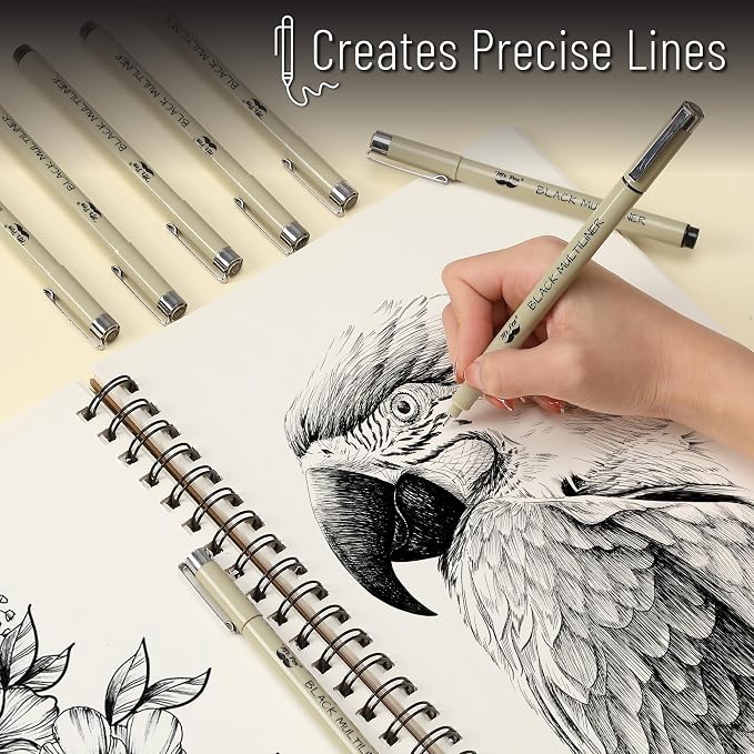 Mr. Pen- 0.2mm Micro Fine Point Pens, 8 Pack, Black Ink, Waterproof | Acid-Free, No-Smear Quick-Dry Fineliner Pens for Drawing, Sketching, Bible Journaling, Outlines & Everyday Writing
