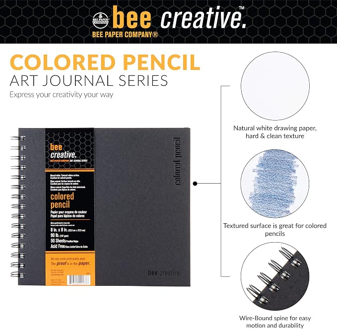 Bee Paper - 8"x 8" Bee Creative Color Pencil Drawing Journal