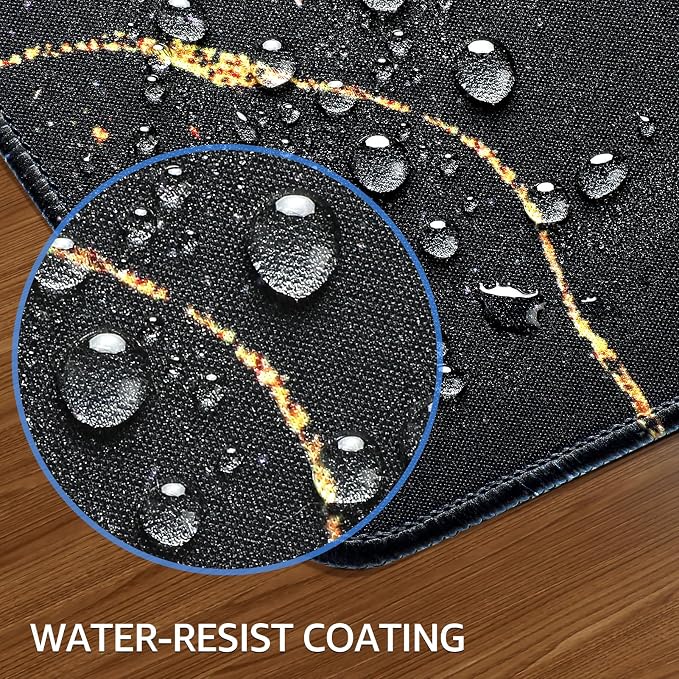 KTRIO Large Gaming Mouse Pad, Desk Mat, 31.5 x 15.7 in Black Gold, XXL | Smooth Micro-Weave Surface, Artistic Pattern Design, Non-Slip Rubber Base, Durable Stitched Edges, Office & Home Use