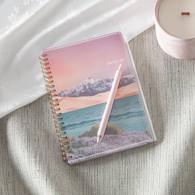 Blue Sky 2025-2026 Weekly & Monthly Academic Planner, 5"x8", Believe | July 2025 - June 2026, Flexible Cover With Zip Pouch, Wirebound, Storage Pocket, Academic Year