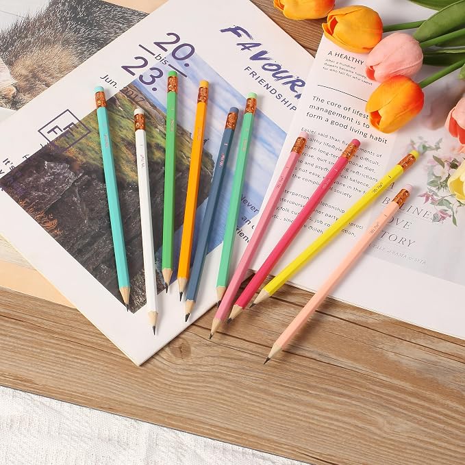 Mr. Pen- Pencils #2 HB, 10 Pack, Black Lead, Vibrant Wooden Barrels | Pencils Set for Gift