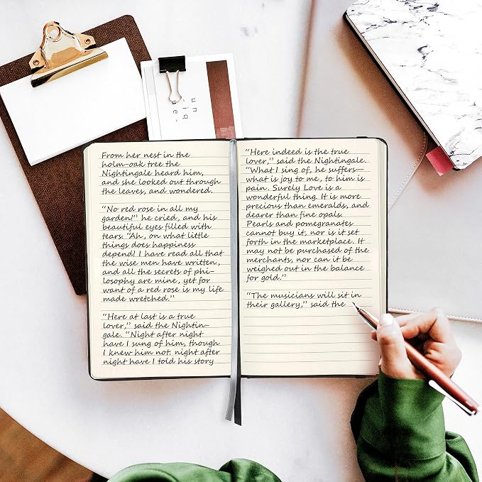 Samsill Classic Hardcover Notebook, 240 Lined Notebook Pages, Black, 5.25 x 8.25 Inch