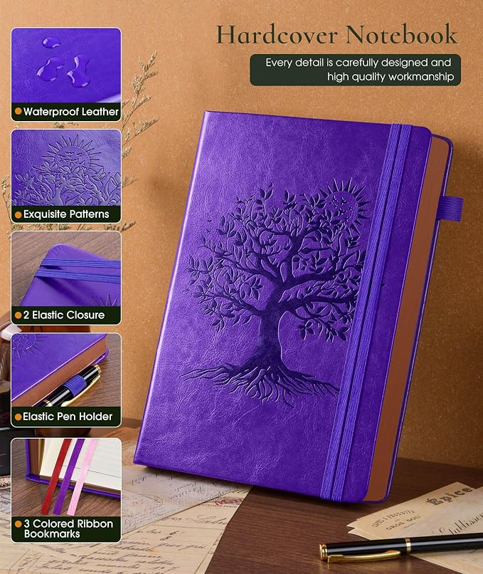 Vintage Leather Journal - 300 Page Lined Journal Notebook with Numbered Pages, A5 Notebook for Women Men,Travel Diary,Daily Journals for Writing, Note Taking, School & Work (5.8" x 8.3")