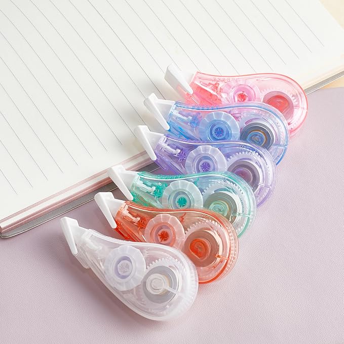 White Correction Tape, 6 Pack, 13.13 ft Flip-Top Design | Tear-Resistant Tape, Portable Correction Tape, For School Office Home, Instant Corrections