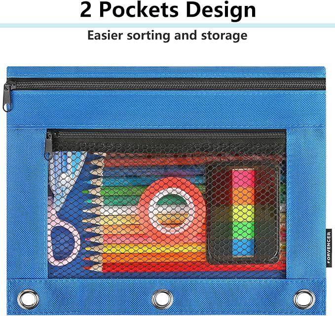 Forvencer Adorable Zipper Pencil Pouch, Cute Zipper Pouch for 3-ring Binders, Sturdy Binder Pouch with Smooth Zippers, Perfect for Students & Back to School, Portable Pencil Bag, Orange