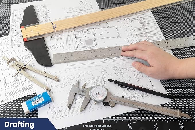 Pacific Arc 36 Inch Stainless Steel Ruler with Inch/Metric Conversion Table