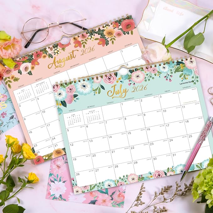 Calendar 2026-2027 - Wall Calendar 2026-2027, 11" x 8.5", JUL.2026 -DEC.2027, 18 Monthly Wall Planner Large, Hanging Hook, Wall Calendar With Twin-Wire Binding