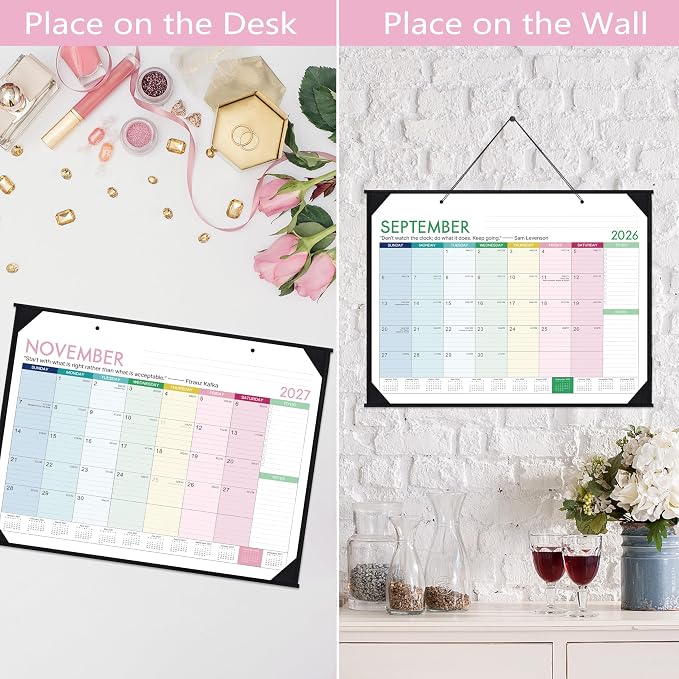 Desk Calendar 2026-2027 -18 Monthly Large Desk Calendar 2026-2027, 22" x 17", Jul. 2026 - Dec. 2027, Corner Protector, Large Ruled Blocks - Colorful Lump
