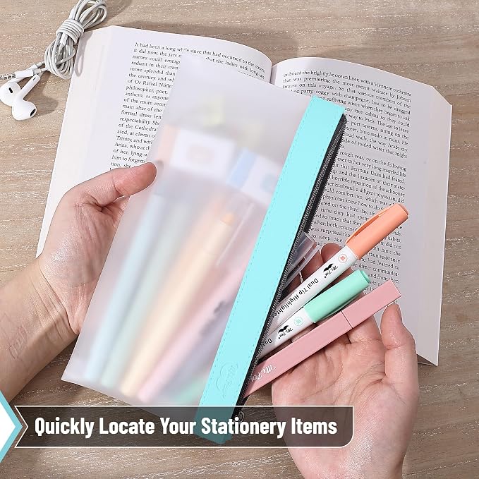 Mr. Pen- Clear Pencil Pouch, 8.50"x4.25", 3 Pack, Durable TPU Material | Medium Water-Resistant Pencil Bags with Smooth Zipper, Multipurpose Clear Pouch for Stationery, School, Office
