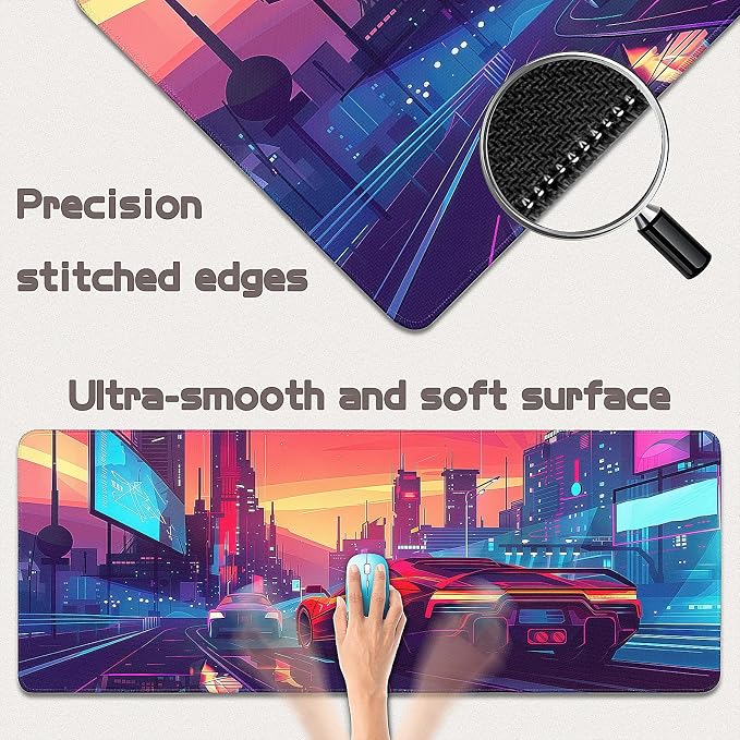 Gaming Mouse Pad - (31.5"×11.8") Sports Car Large Mouse Pads for Desk - Desk Mat for Keyboard and Mouse with Non-Slip Base, Desks Pad Matfor Game/Office & Home