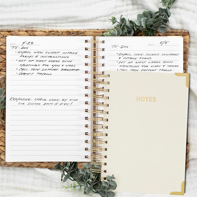Aesthetic Thick Spiral Notebook Journal For Women in A5 Format - Modern Linen Hardcover College Ruled Note Book With 220 Lined Pages - Perfect For Writing And Staying Organized at Work or Schoo