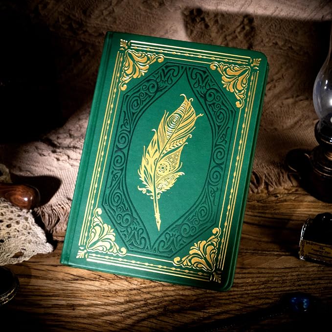 CAGIE 320 Pages Thick Hardcover Journaling Notebooks Vintage Leather Journal for Women Men A5 College Ruled Journals for Writing with Gift Box, 5.7 x 8.3 in, Dark Green