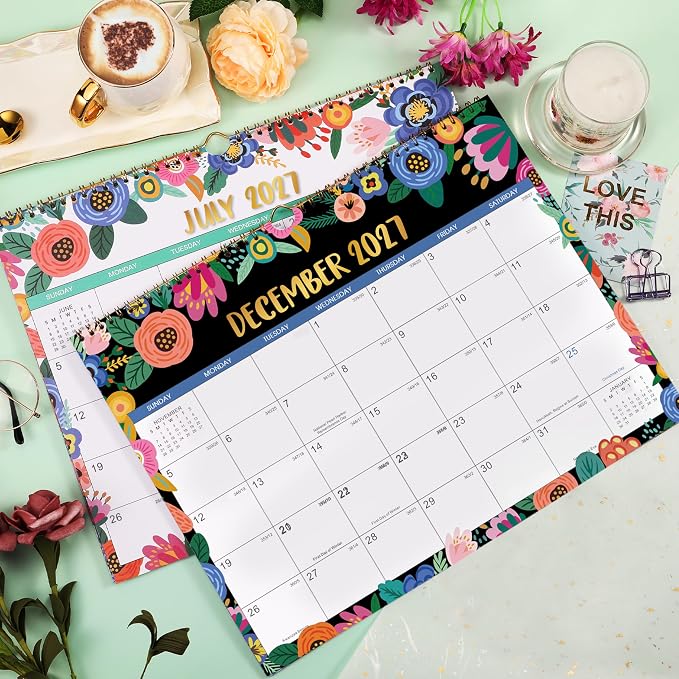 2027 Calendar - 2027 Wall Calendar, JAN 2027 - DEC 2027, 14.6" x 11.5", 2027 Wall Calendar 12 Month with Hanging Hook, for School, Home, Office Organization