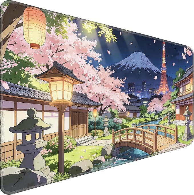 Durable Desk Pad 31.5x15.7 Inch - Thick XXL Mouse Pad with Anti Fray Stitched Edges, Natural Rubber Base, Smooth Fabric Top, Bridge