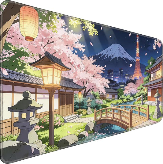 Durable Desk Pad 31.5x15.7 Inch - Thick XXL Mouse Pad with Anti Fray Stitched Edges, Natural Rubber Base, Smooth Fabric Top, Bridge