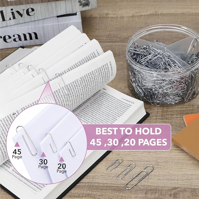 Mr. Pen- Silver Paper Clips, 750 pcs, 3 Sizes, Small, Medium and Large | Steel Paper Clips with Storage Box for Office, School, DIY, Binder Clips, Business Card Holders & Envelope Clips