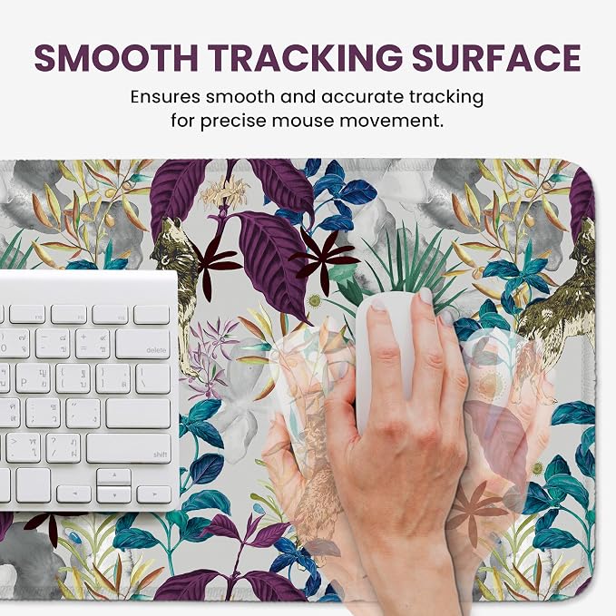 Large Mouse Pad for Desktop, Cute Desk Mat Pad Protector for Work & Gaming, Aesthetic Pretty Anti-Slip Laptop Blotter Cover for Office School Home Supplies, Jungle, 31.5" x 11.8"