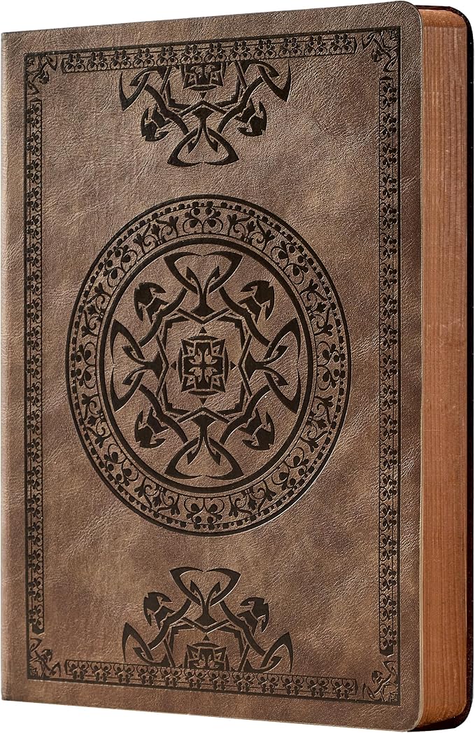CAGIE Journal for Men Soft Cover Lined Pages Vintage Notebook 180 Lay Flat Mens Journals for Writing Travel Diary, 5.7'' x 8.3'', Dark Brown