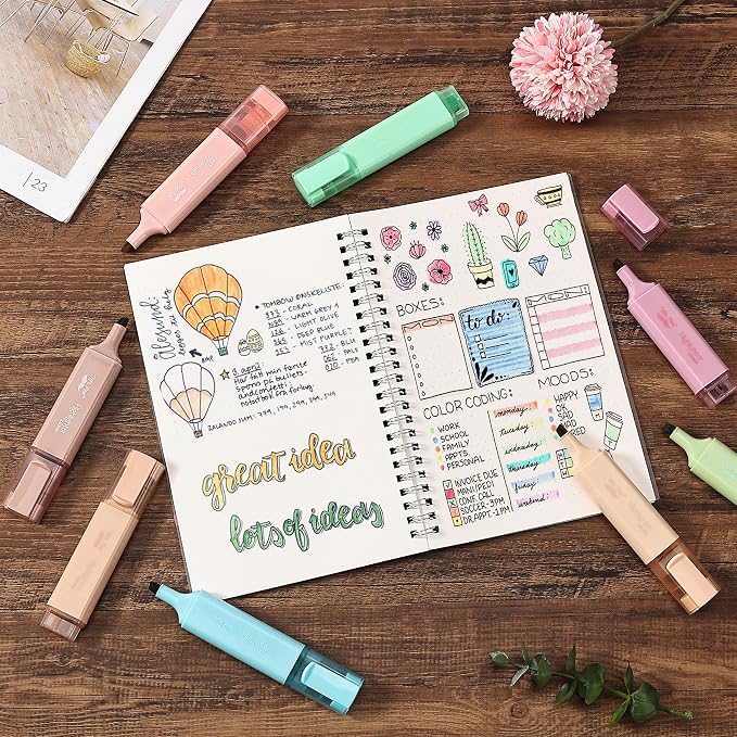 Mr. Pen- Highlighters, 8 Pack, Vintage Colors | Highlighters with Firm Chisel Tip, Quick Dry & Non-Toxic, No Bleed on Standard Paper, Ideal for Highlighting, Underlining