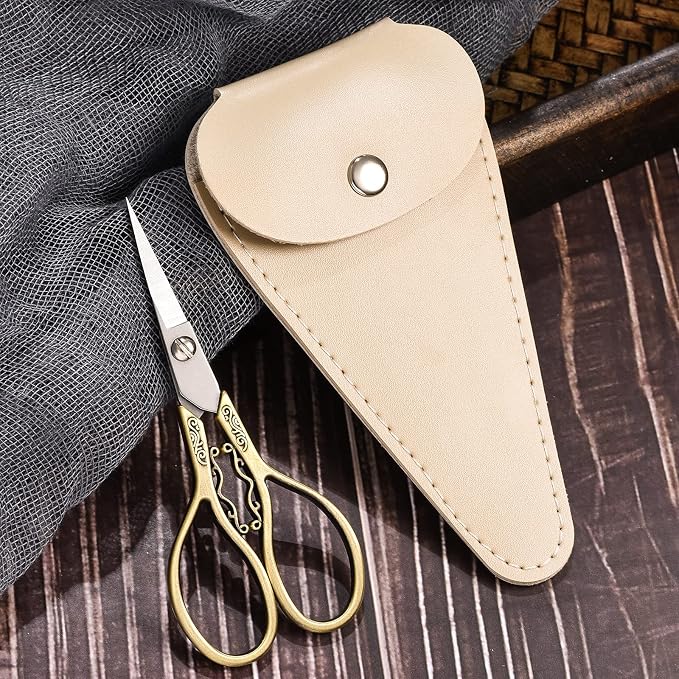 Small Sewing Scissors, Sharp Tip Precision Shears | for Embroidery, Craft, Needlework, Cross Stitch, Artwork, Paper, Detail Thread Cutting, 4.3in DIY Tool, with Cover