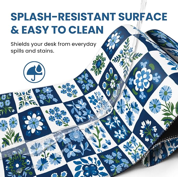 Large Mouse Pad for Desktop, Cute Desk Mat Pad Protector for Work & Gaming, Aesthetic Pretty Anti-Slip Laptop Blotter Cover for Office School Home Supplies, Petal Array, 31.5" x 11.8"