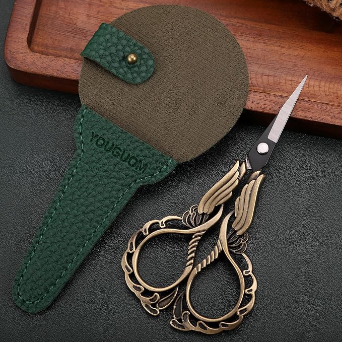 YOUGUOM Embroidery Scissors with Cover, Mini Sewing Shears | Small, Sharp, Precision, for Needlework, Cross Stitch, Crochet, Threading, Artwork, 4.3in, Craft DIY Tools, Left/Right Handed