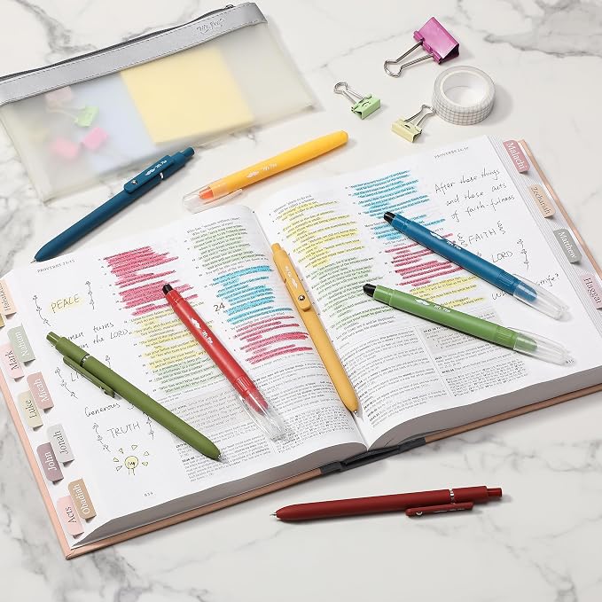 Mr. Pen- Bible Highlighters and Gel Pens, 8 Pack | Vibrant Colors Gel Highlighters No Bleed, Black Ink Gel Pens, Fast Dry and No Smear for Bible Journaling, Planner