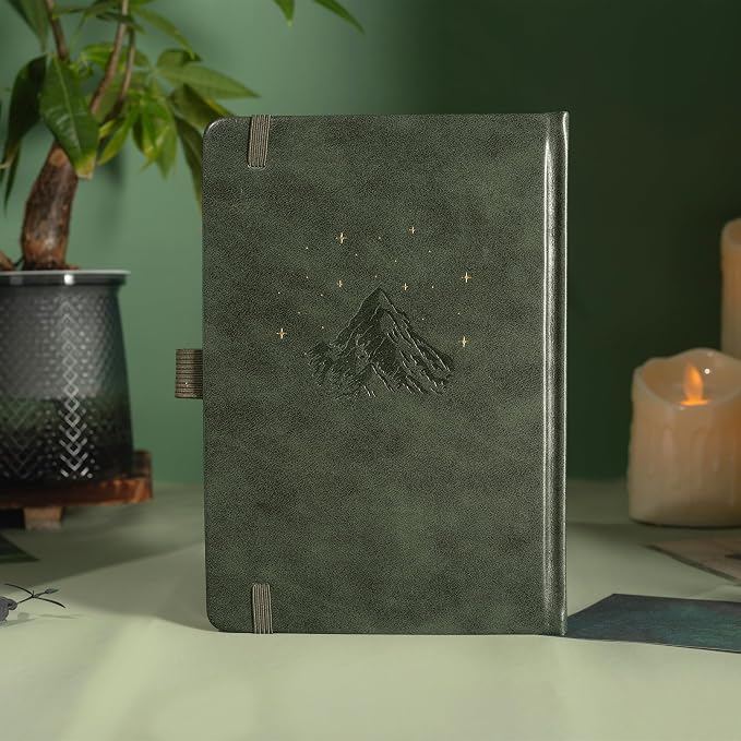 MGGAO Dotted Journal for Women Men, A5 Hardcover Dot Notebook | Aesthetic Notebook with 190 Numbered Pages, 160 GSM Thick Paper, Golden Edges, for Writing, Note Taking, Journaling