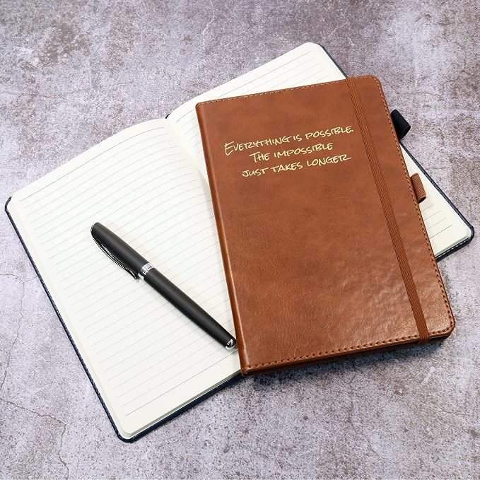 CustomDesign.Shop Personalized Custom Premium Hardcover A5 Notebook | Design A Truly Unique Journal | Gold Embossed Gift Idea (Brown)