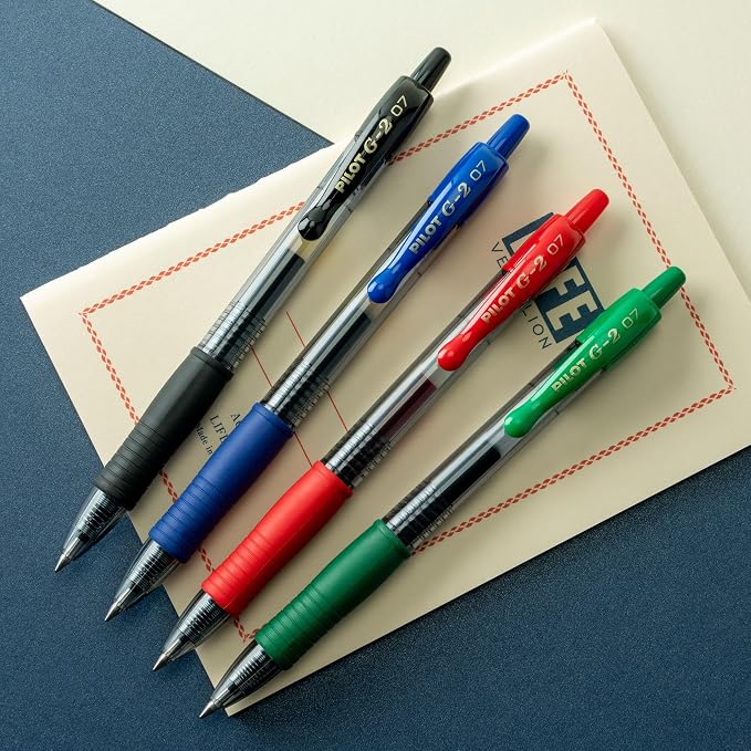 PILOT G2 Retractable Premium Gel Ink Roller Ball Pens, Fine Point, Assorted Colors, 8-Pack (31128)