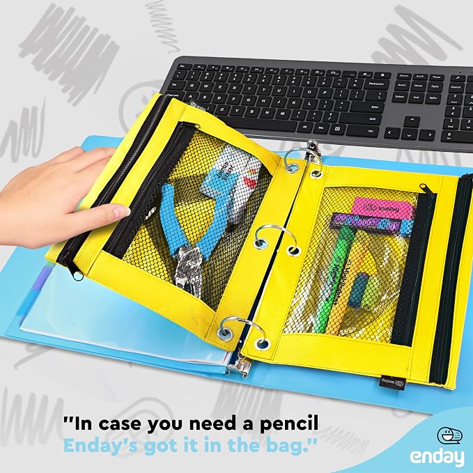 Enday Green Pencil Pouch For 3 Ring Binder, Zippered Binder Pencil Pouches, 3 Ring Pencil Pouch for Binder, Pencil Case for Binder, Large Pencil Bags for School, Home, and Office