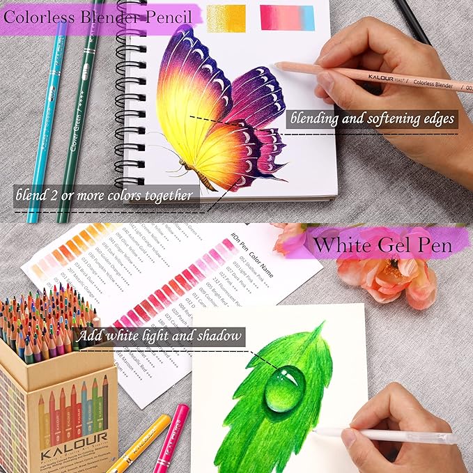 72 colored pencils with a soft core, perfect for drawing, blending, and coloring. This colored pencil set makes an ideal gift for adults, children, and beginners.