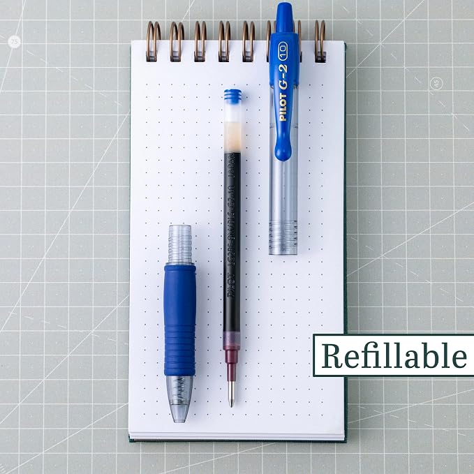 Pilot G2 Premium Gel Roller Pens, Bold Point 1 mm, Blue Ink Pens Bold Point, Pack of 12 - Ideal for School, Journaling, and Office Writing
