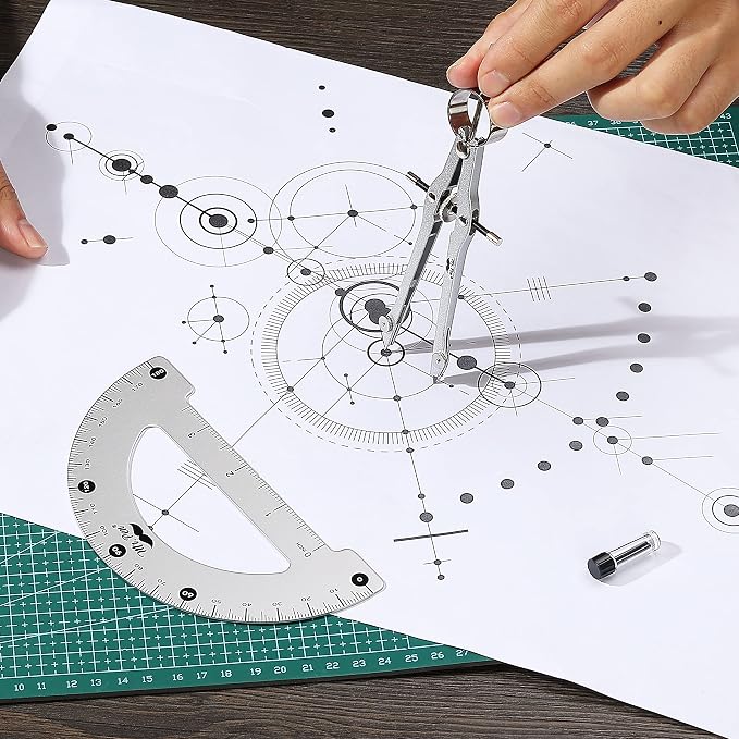 Mr. Pen- Metal Protractor and Metal Compass Set, Compass for Geometry | Geometry Set, Compasses, Protractor and Compass, Protractor for Geometry, Drawing Compass, Math Compass, Math Compass