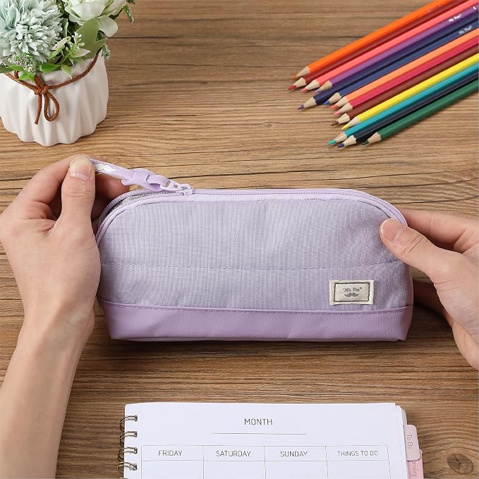 Mr. Pen- Wide-Opening Pencil Case, Triangle Design | Compact & Spacious Pencil Cases with 5 Mesh Pockets, Bag Pouch, Box Organizer for Students, School Supplies, Aesthetic Supply
