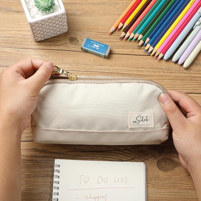 Mr. Pen- Wide-Opening Pencil Case, Triangle Design | Compact & Spacious Pencil Cases with 5 Mesh Pockets, Bag Pouch, Box Organizer for Students, School Supplies, Aesthetic Supply