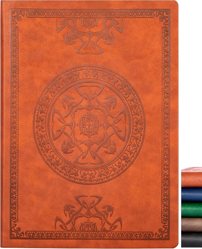 CAGIE Lined Journal Notebook for Women Men, 300 Pages Soft Cover Notebook Leather Journals for Writing, 180 Lay Flat Vintage Mens Journal Personal Diary 8.5"×11", Brown