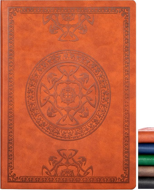 CAGIE Lined Journal Notebook for Women Men, 300 Pages Soft Cover Notebook Leather Journals for Writing, 180 Lay Flat Vintage Mens Journal Personal Diary 8.5"×11", Brown