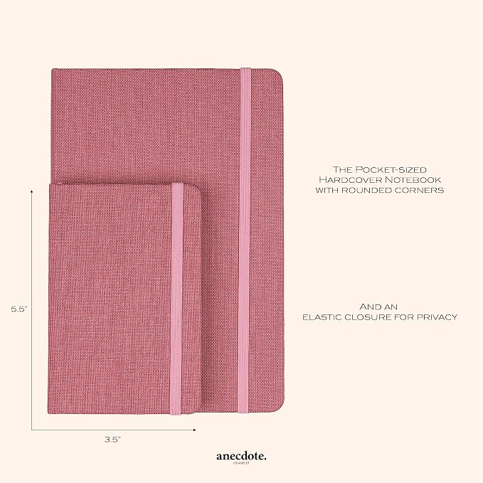 ANECDOTE. Small Journal Notebook for Men & Women, 192 Pages | Thick 80 GSM Lined Paper| Hardcover (5.5"x3.5" Pocket Size) | Daily Journaling Diary for Work, Travel, School & Office Use (Blossom)