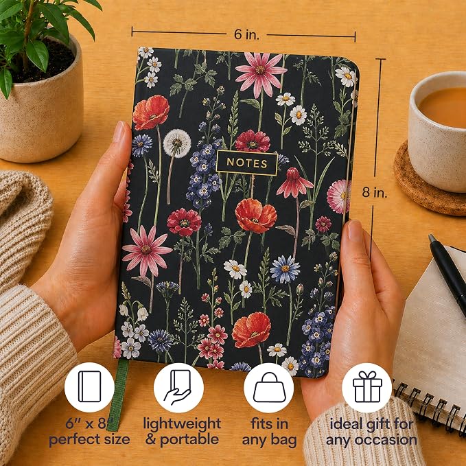 WORLD TRAVELER Eccolo A5 Hardbound Journal Notebook 256 Ivory Lined Pages | Sturdy Flexible Hardcover, 80GSM Acid-Free Ivory Pages, Smyth-Sewn Lay-Flat Binding, Ribbon Bookmark