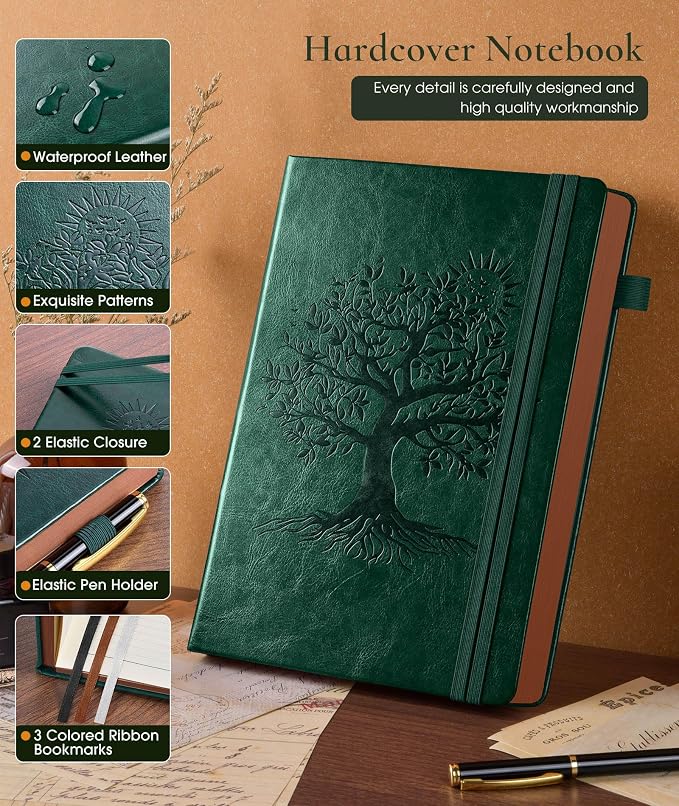 Vintage Leather Journal - 300 Page Lined Journal Notebook with Numbered Pages, A5 Notebook for Women Men,Travel Diary,Daily Journals for Writing, Note Taking, School & Work (5.8" x 8.3")