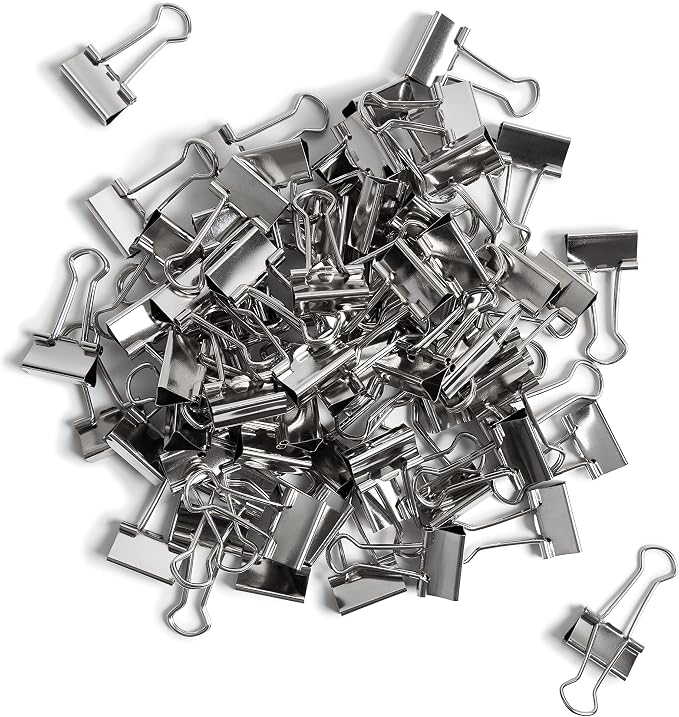 U Brands Small Binder Clips, Metallic Silver, Office Organization Supplies, 19mm, 72 Count