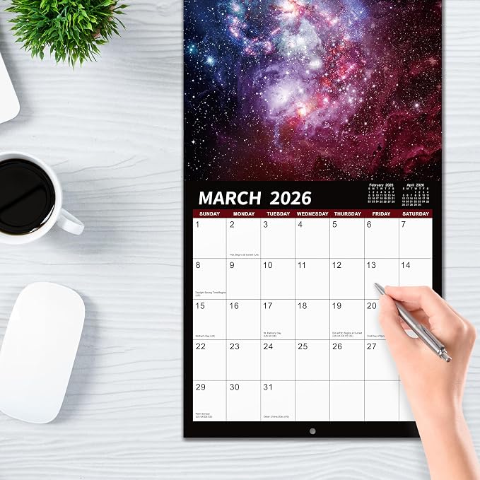 2026 Wall Calendar - 2026 Calendar, 12 Monthly Wall Calendar 2025-2026, Jan 2026 - Dec 2026, 12" x 24" (Open), Unruled Blocks(1.2" x 1.7") Calendar 2026 with Thick Glossy Paper
