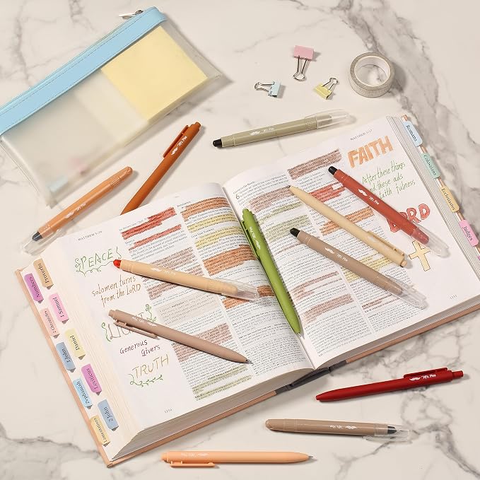 Mr. Pen- Bible Highlighters and Pens, 12 Pack, Bible Journaling Kit | 6 Colors Gel Highlighters No Bleed and 6 Colors Gel Pens, Fast Dry and No Smear for Journaling, Planner, School Supplies